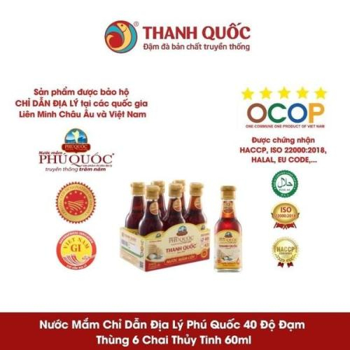 Nước Mắm Chỉ Dẫn Địa Lý Phú Quốc - Thanh Quốc 40N 520ml x 6 chai